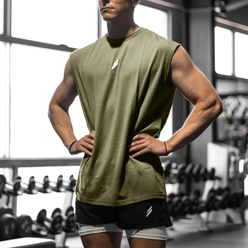 NEW Summer Fitness Sports Tank Top Men Breathable Loose Mesh Training