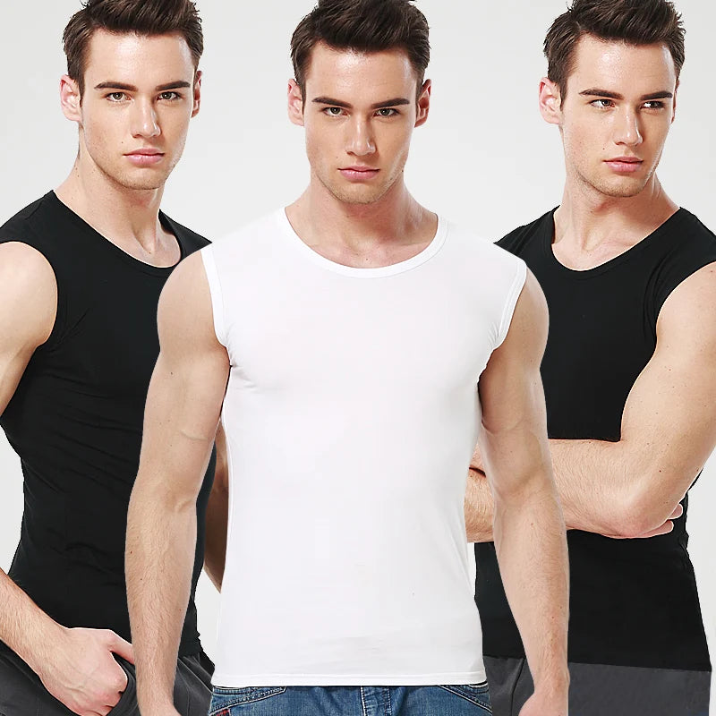 Men's four seasons tight cotton vest leisure sports fitness running