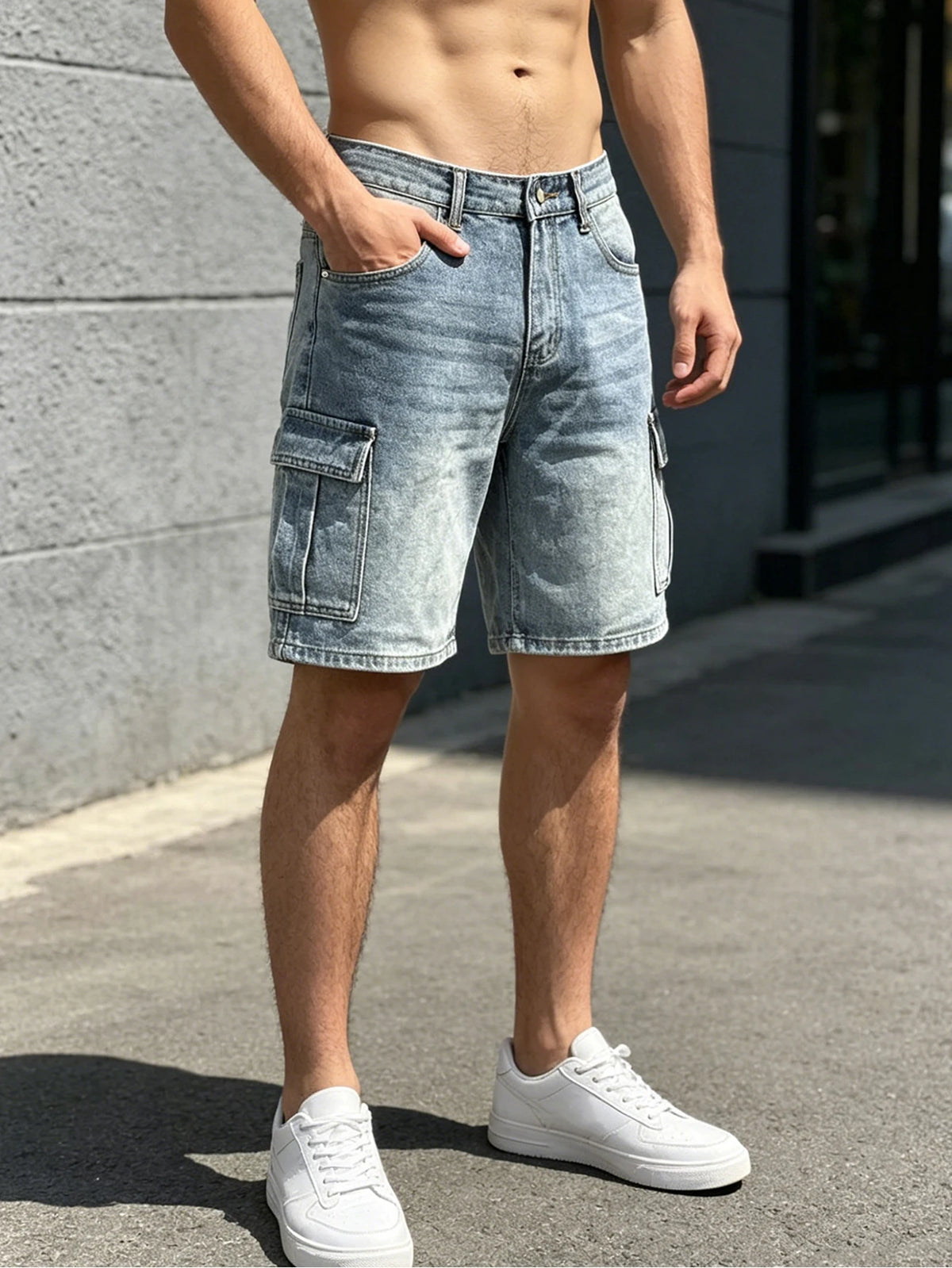Men Workwear Jeans Denim Pants Clothing Trousers Shorts Men's Casual