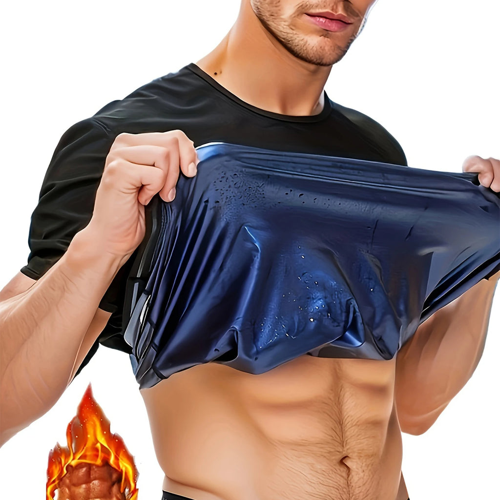 Sauna Sweat Suit Shapewear Top Short Sleeves Men Performance T-Shirt