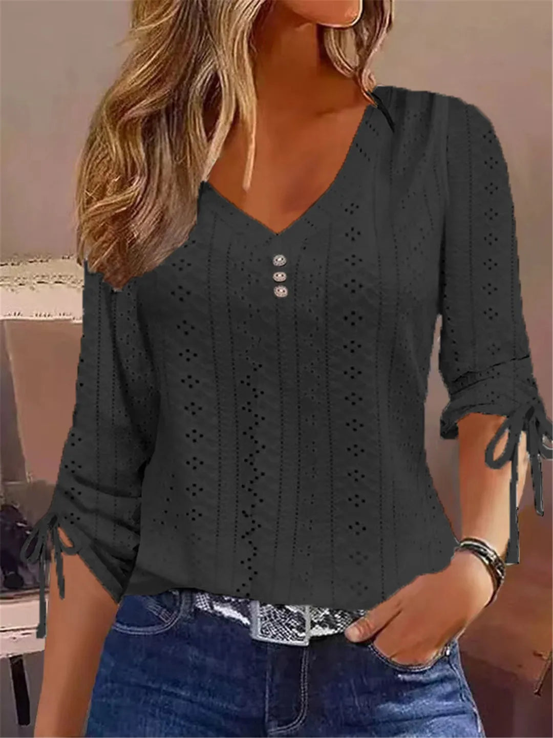 Solid Lace Shirt Tops Women T Shirt Clothing Spring Autumn Basic