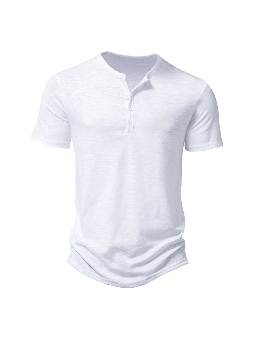 Henley Collar Summer Men's Casual Solid Color O-Neck Short Sleeve Men
