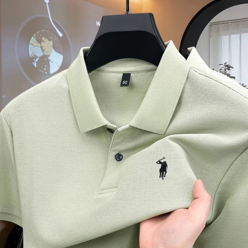 100% pure cotton high-end brand men's short sleeve polo shirt 2026
