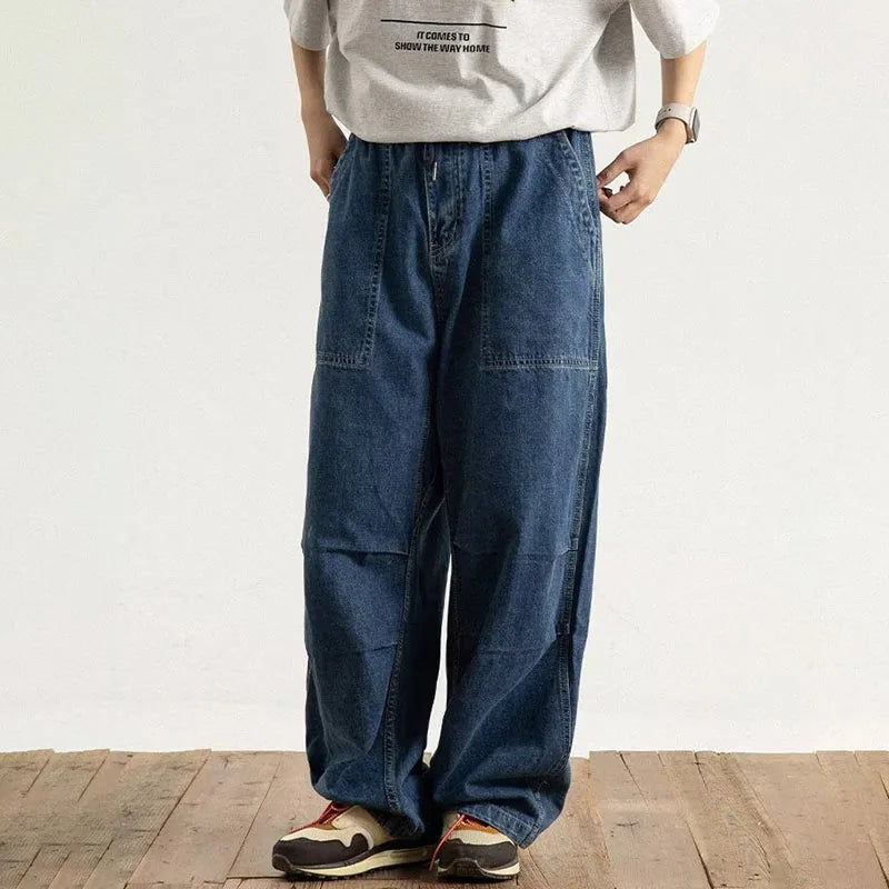 Spring And Autumn Japanese Style Oversized Straight Leg Jeans Loose
