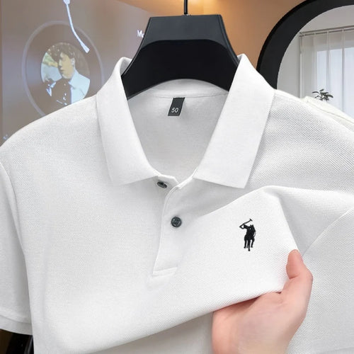 100% pure cotton high-end brand men's short sleeve polo shirt 2026