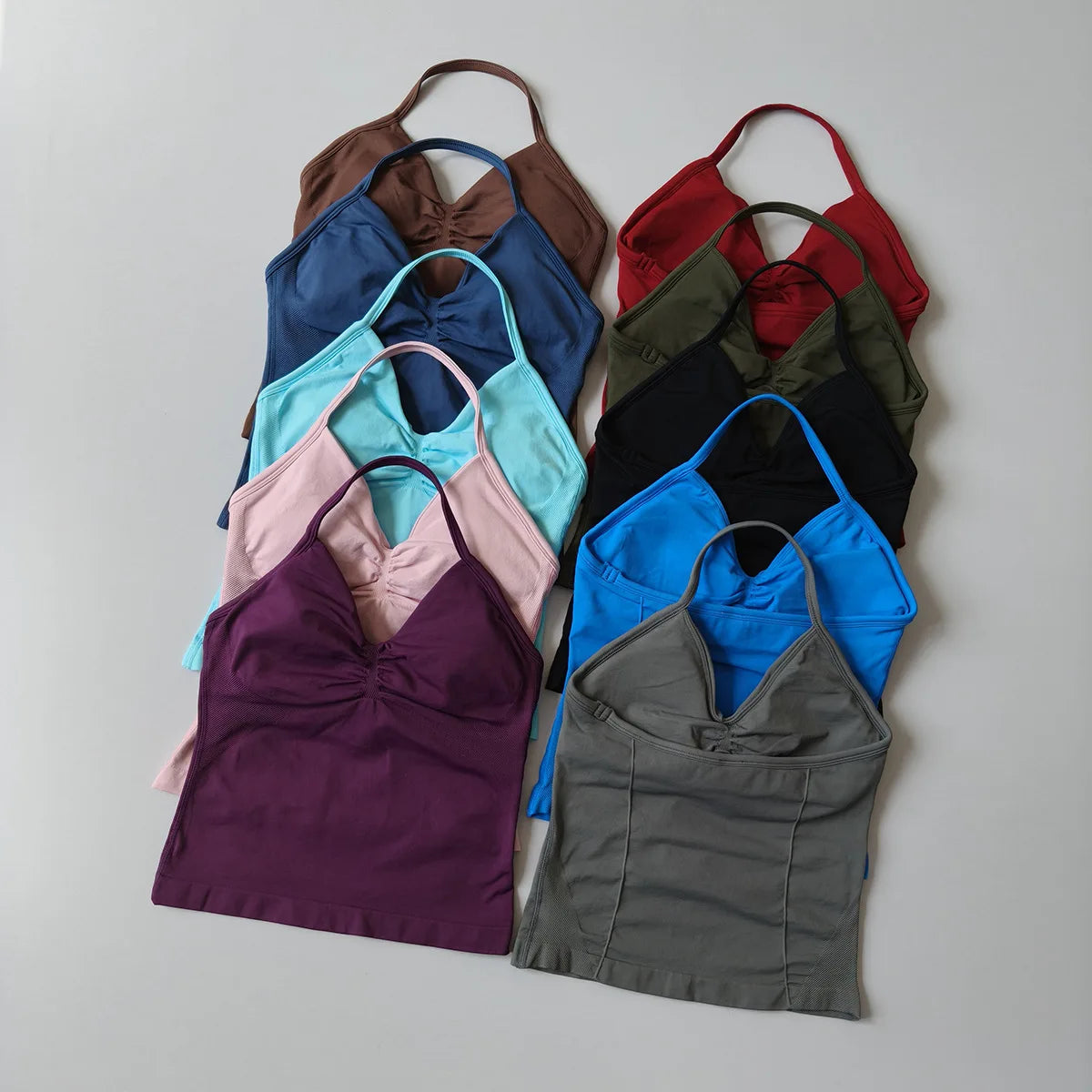 NO LOGO Women's Longline Strappy Backless Gym Top Scrunch Workout Open