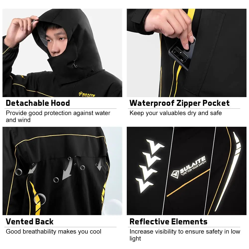 SULAITE Motorcycle Raincoat Suits Men Waterproof Rain Gear Rain Jacket