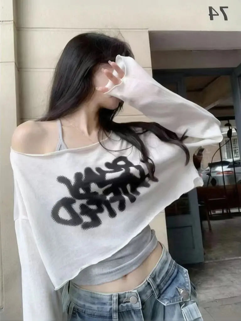 Y2k Summer Two Piece Oversize Cropped T Shirt Tank Top Set Women Short