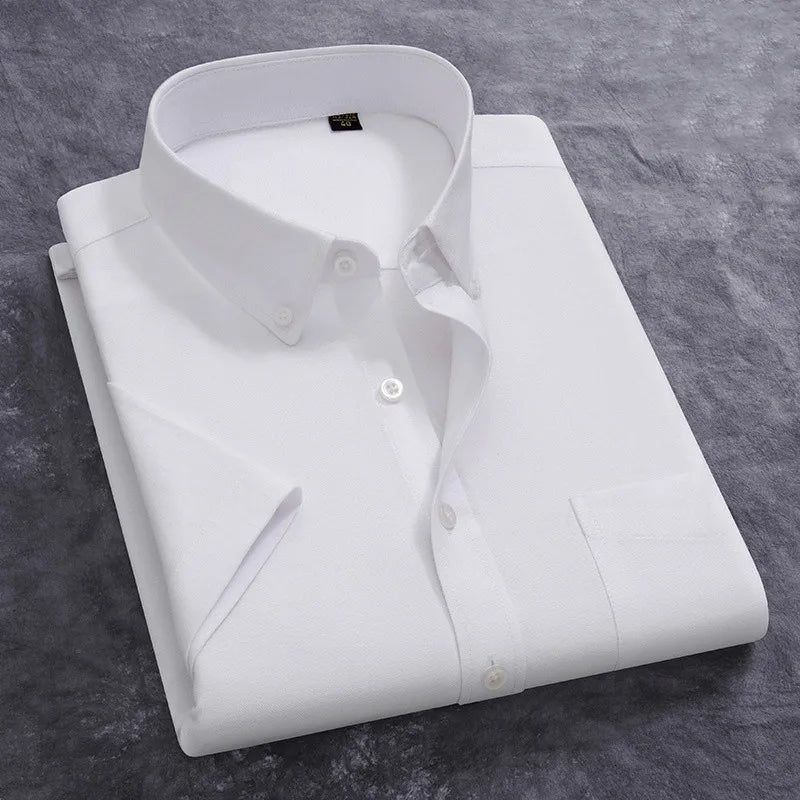 100% Cotton Men's Oxford Shirt Summer Short Sleeve Stylish Loose