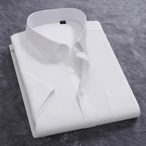 100% Cotton Men's Oxford Shirt Summer Short Sleeve Stylish Loose
