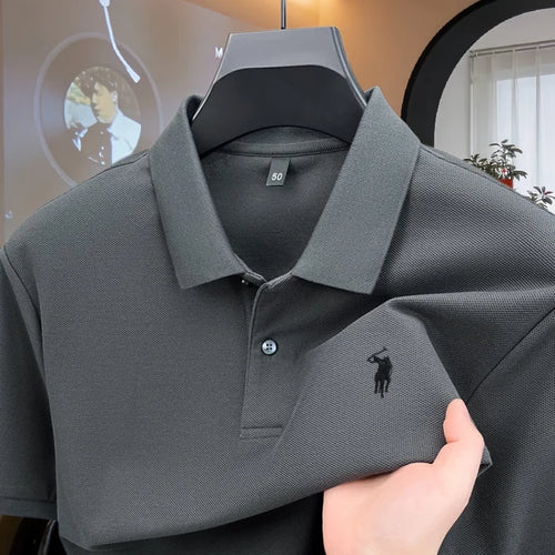 100% pure cotton high-end brand men's short sleeve polo shirt 2026