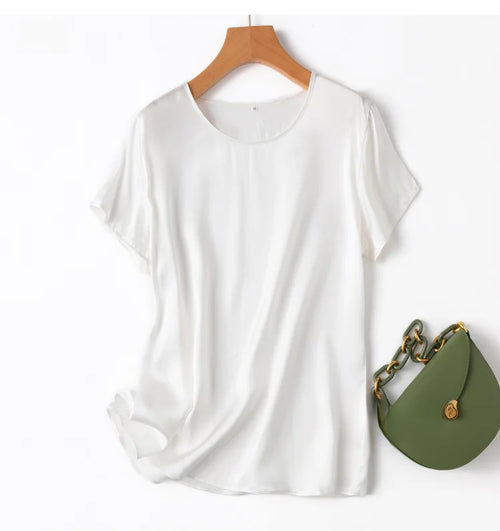 100% Mulberry Silk 19 Momme Charmeuse Silk Women Tank Top T-shirt