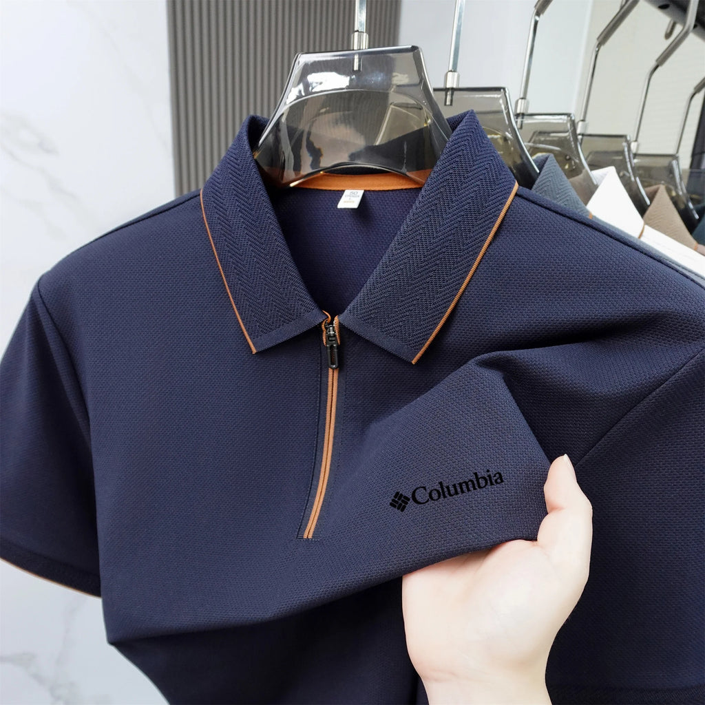 2026 Summer Men Short Sleeve Polo Shirt Unique Zipper Design Premium