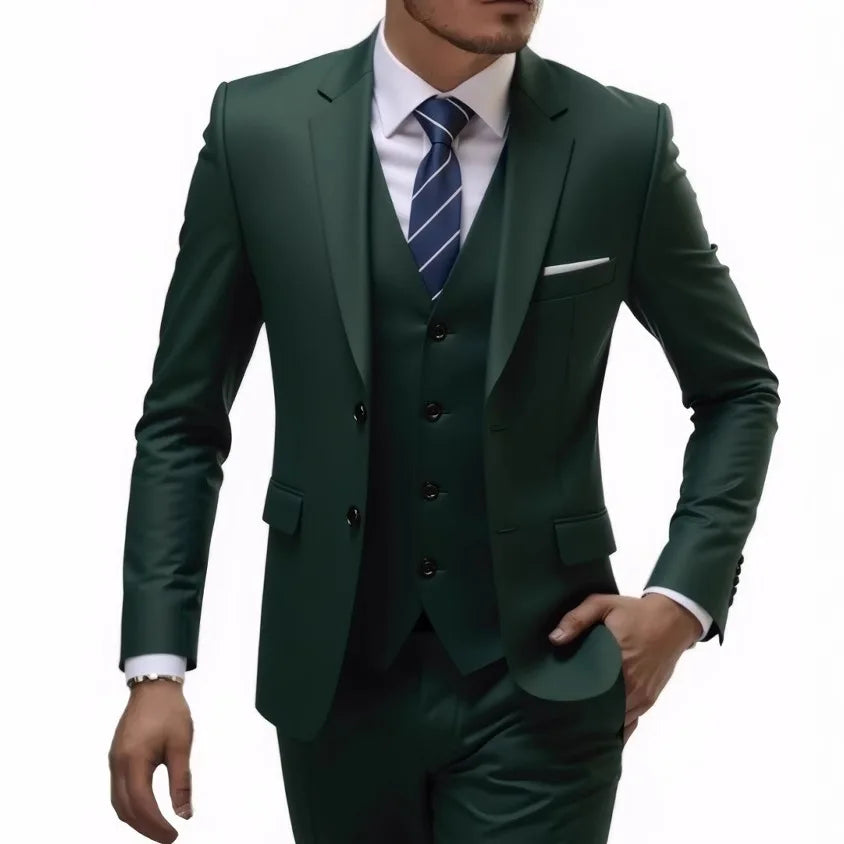 13 Color Basic Style Men's Casual Solid Color 3 Pieces Suits / Male