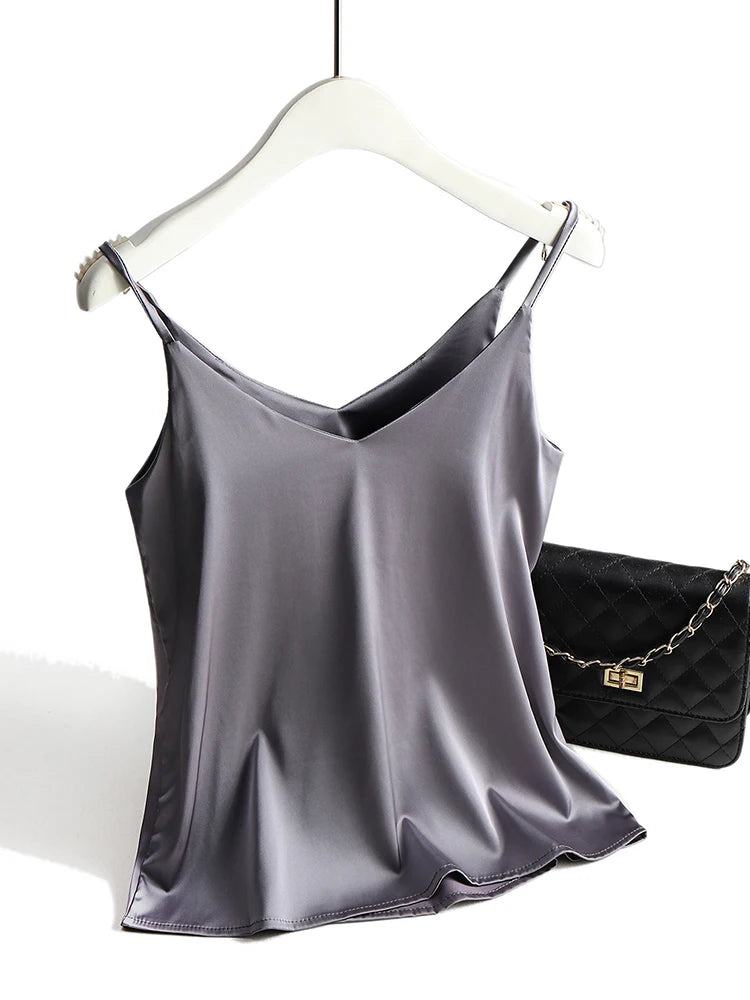 AOSSVIAO 2026 Spaghetti Strap Top Women Halter V Neck Basic White Cami