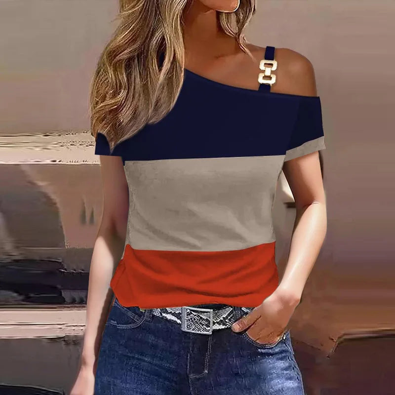 Women Summer Ruffles Short Sleeve Loose T Shirt Chic Elegant Solid O