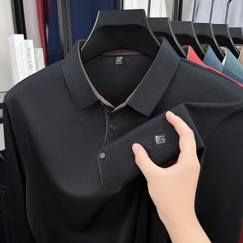 Men's 2026 Business Casual Short Sleeve Polo Shirt Solid Color with