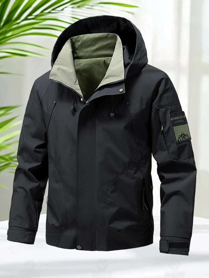 Waterproof Jacket Men Outdoor Softshell Zip Up Hooded Jacket