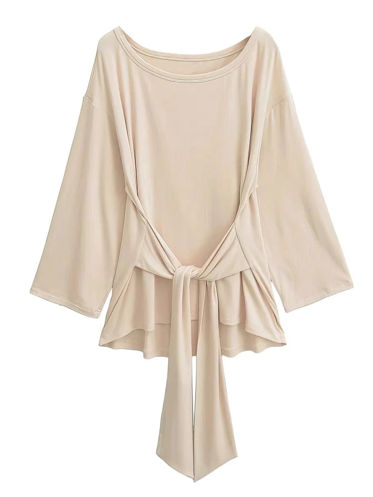 Sexy Thin See Through Long sleeve Oversize T shirt Women Bandage Off