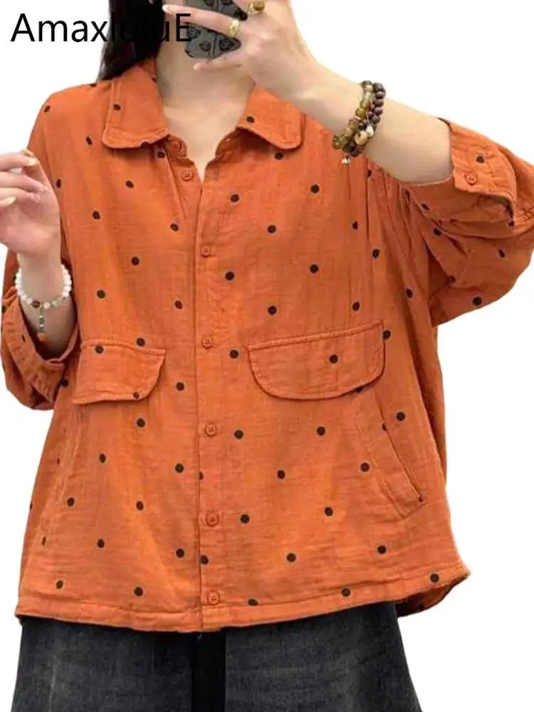 Amax LuluE 2026 Spring Fashion Classic Dot Shirts Womens Japanese