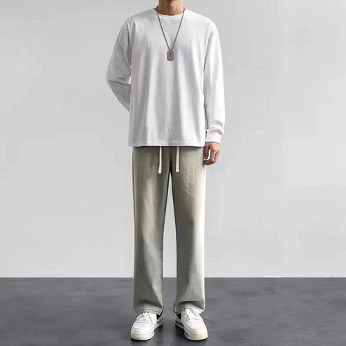 Spring Autumn Men Baggy Jeans Oversize Straight Loose Casual Denim