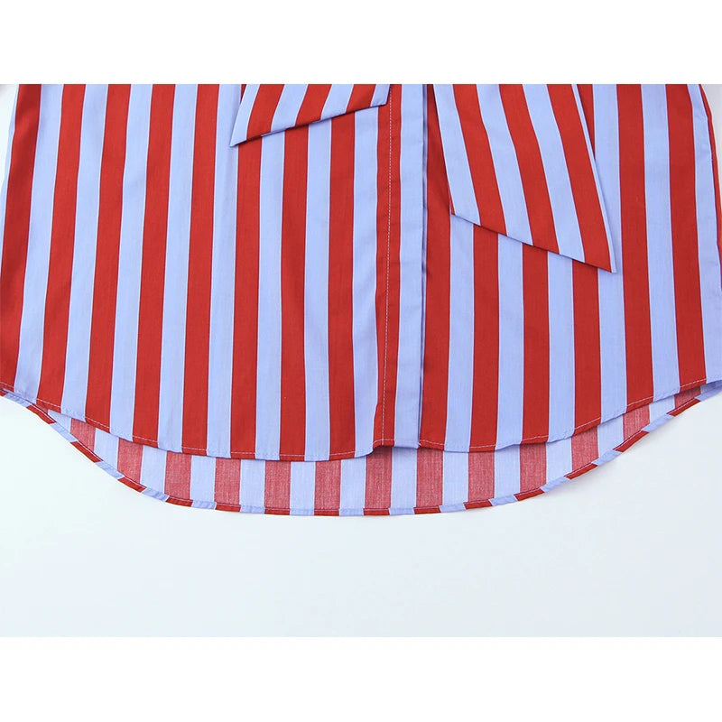 YENKYE 2026 New Women's Striped Shirt With Bow Tie Long Sleeve Loose
