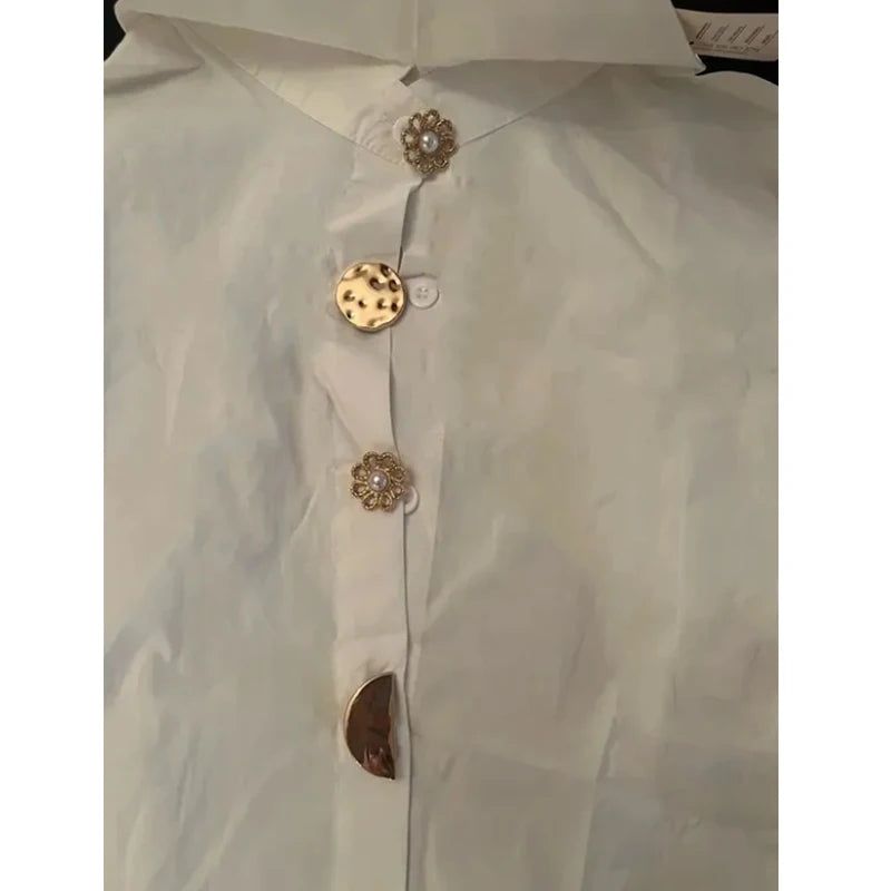 Spring Fashion Long Sleeve Shirt Pointed Collar Office Lady Blouse