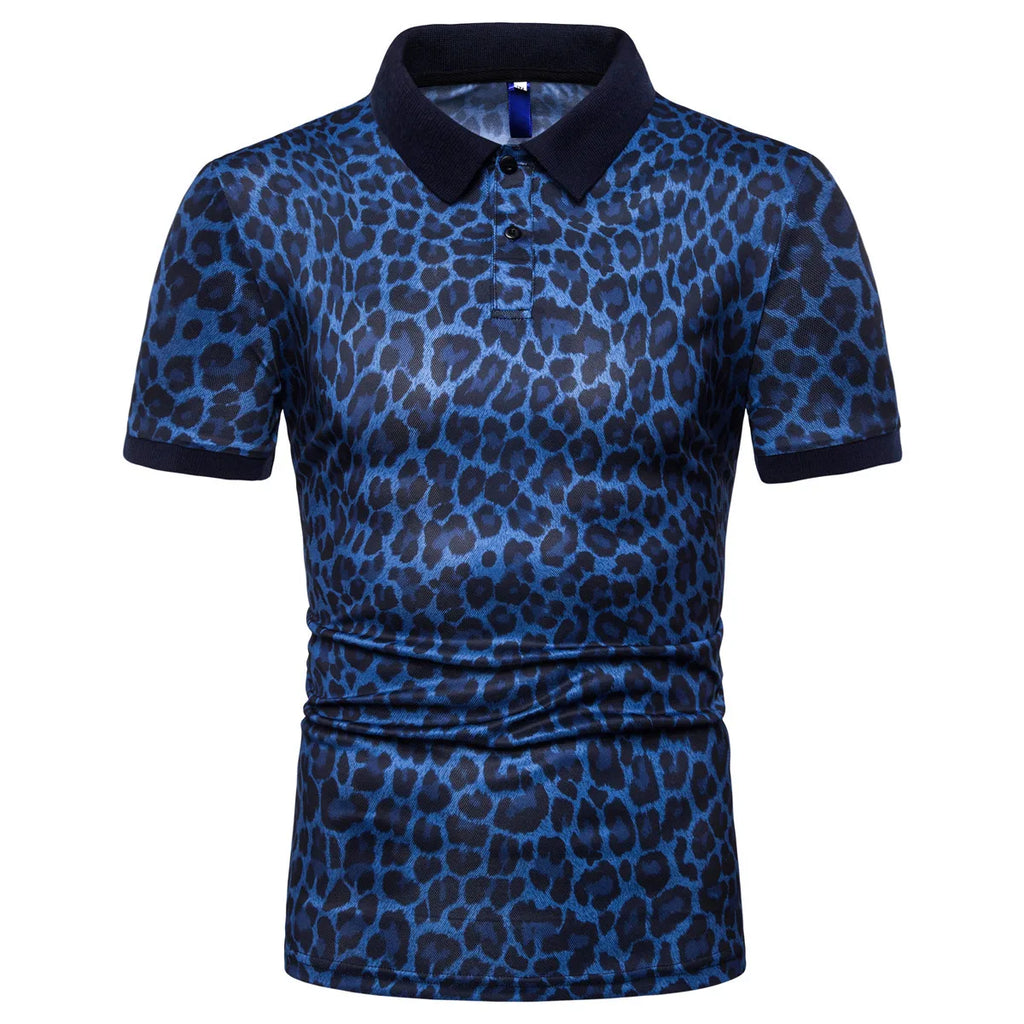 Fashion Leopard Pattern Men's Polos T-Shirts Summer Holiday Short