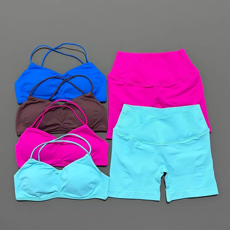 2 Piece Vision Gym Set Women Yoga Crop Top High Waist Scrunch Seamless