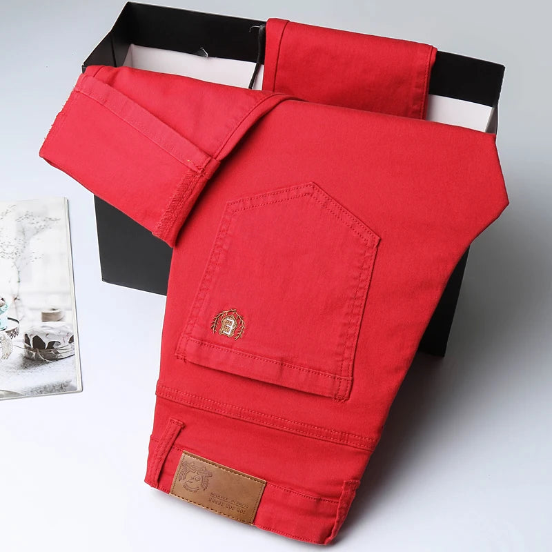 Spring New Men's Casual Jeans Fashion Korean Elastic Cotton Denim