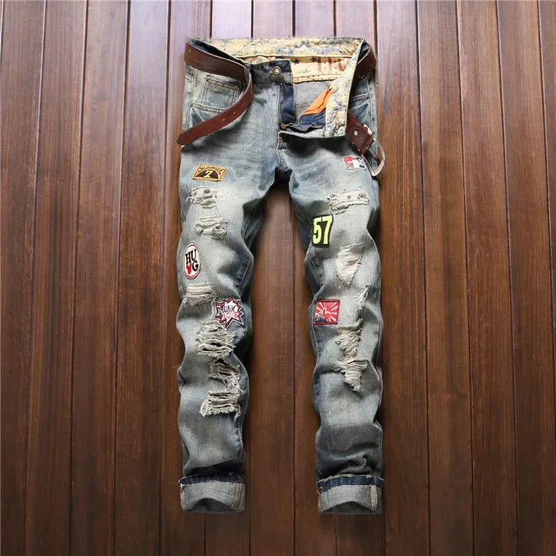 High Street Casual Motorcycle Jeans for Men (without Belt) Badge