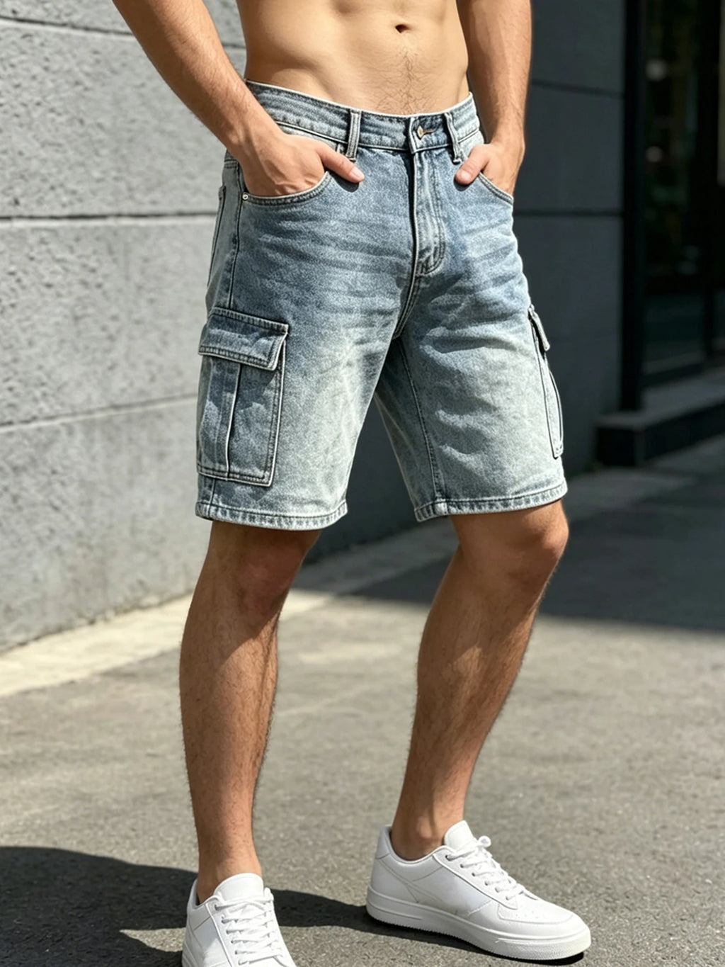 Men Workwear Jeans Denim Pants Clothing Trousers Shorts Men's Casual