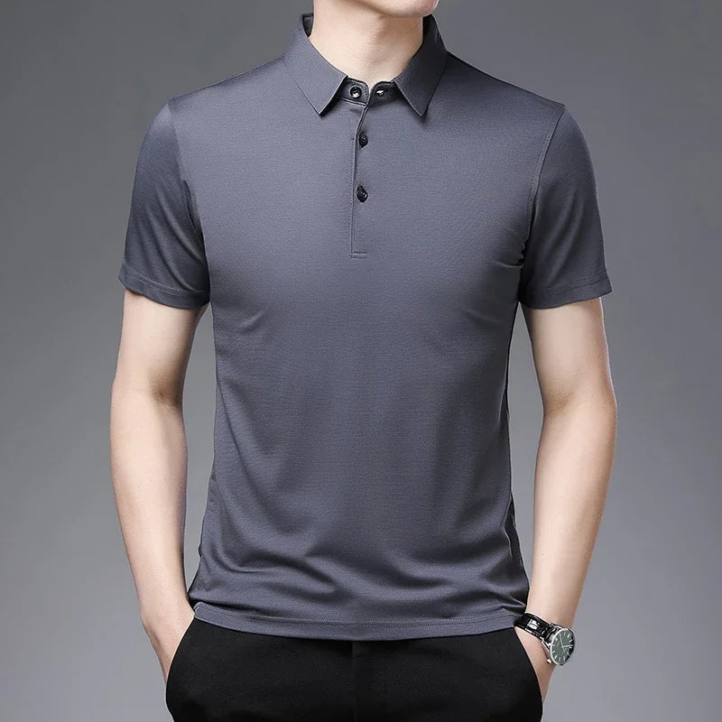 2026 Men's New Solid Color Business Casual POLO Shirt Summer Fashion