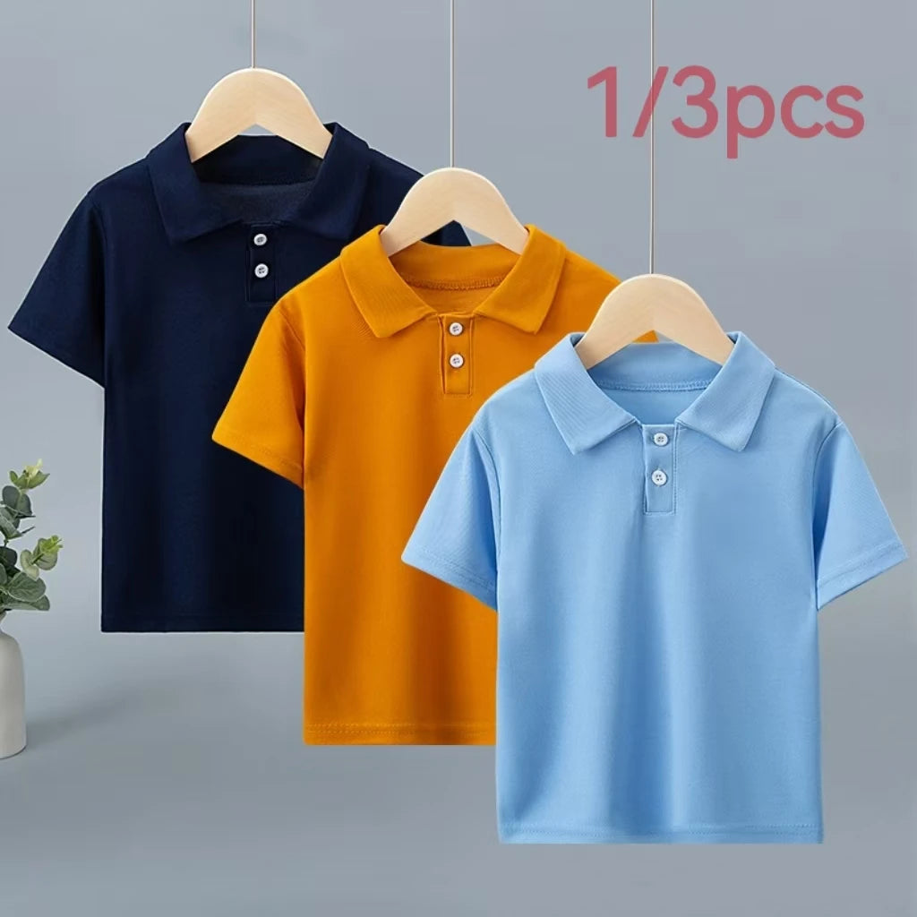 1/3 Pack Children's Solid color POLO Shirt Boy Handsome Fashion