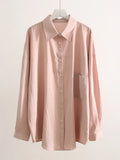 White Basic Oversized Button Up Shirts Women Summer Cotton Office Wear