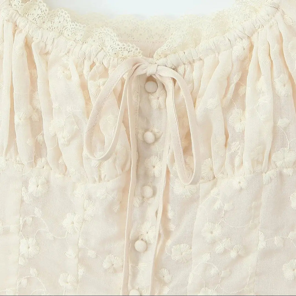 2024 Apricot Spliced Lace Bow Ruched Chest Embroidery Sexy Corset
