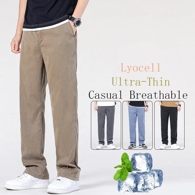 Summer Ultrathin High Quality Soft Lyocell Fabric Men's Jeans Loose