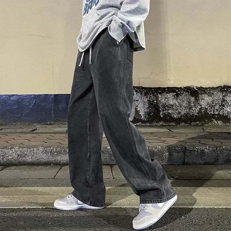Men's Jeans Korean Version Student Casual Pants High Street Straight