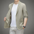 Minimalist Men Casual Blazer Ice Silk Nylon Spandex Seamless High