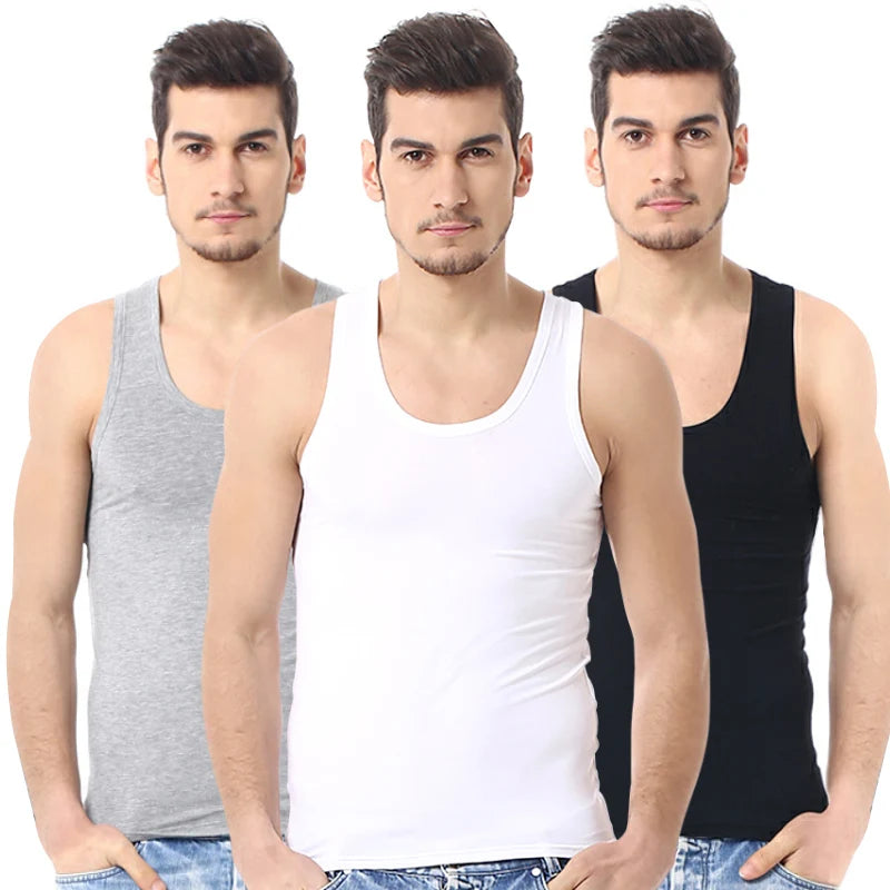1/3 Pack Four Seasons Men's Cotton Joker Vest Teenagers Simple Fit
