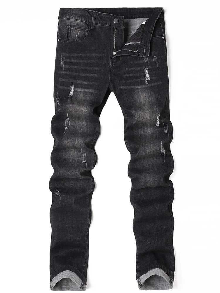 New men's plus size slim fit jeans high stretch casual denim shorts