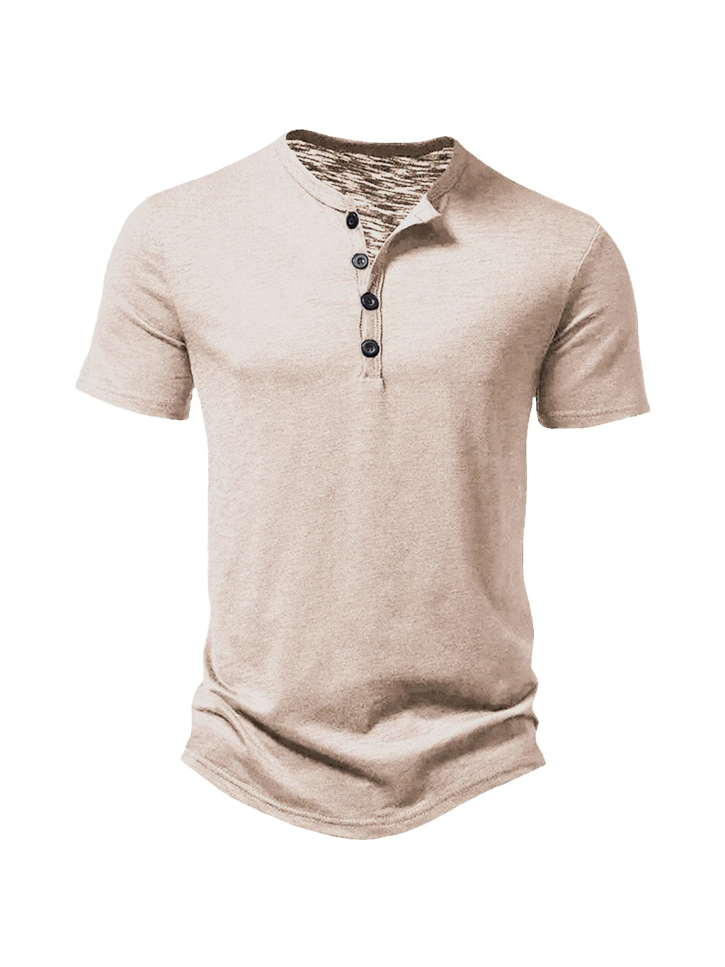Henley Collar Summer Men's Casual Solid Color O-Neck Short Sleeve Men