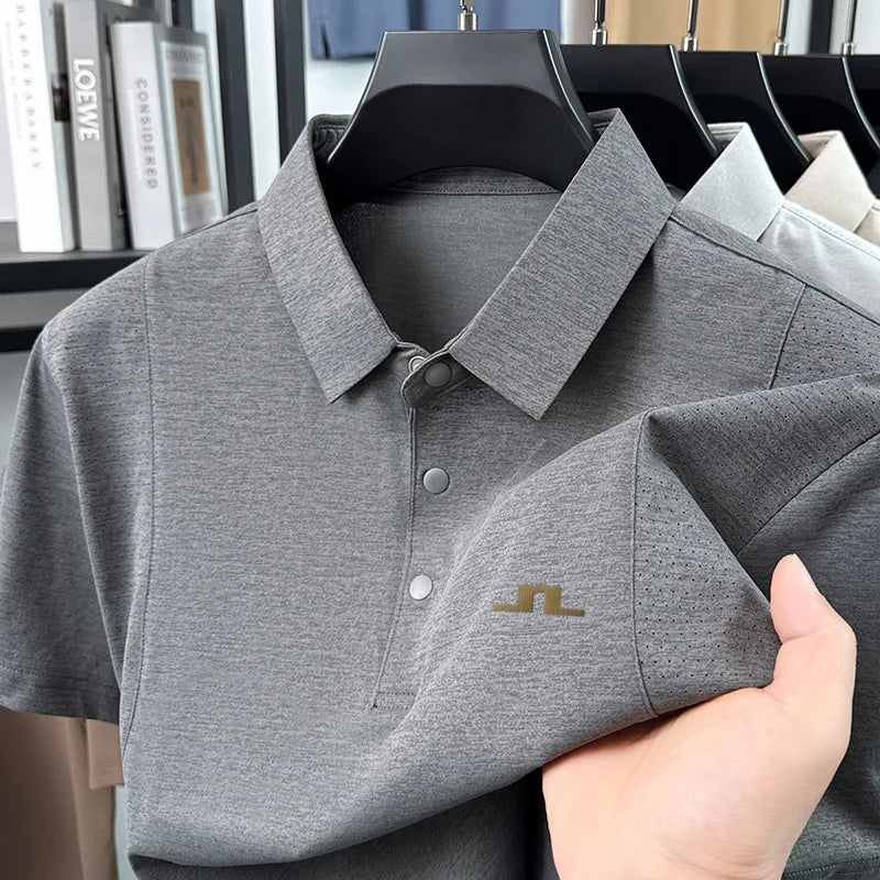 Designer Original New Men's Short-Sleeved Polo Shirt Lapel Button