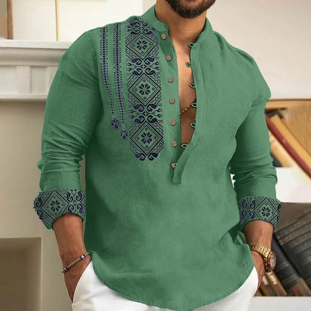 2025 Spring And Summer Fashion Casual Men Long Sleeve Button-Down