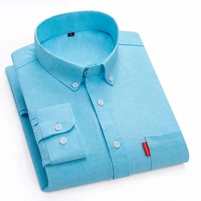 Men's 100% Cotton Shirt Long Sleeve Oxford Fabric Spring Autumn Causal