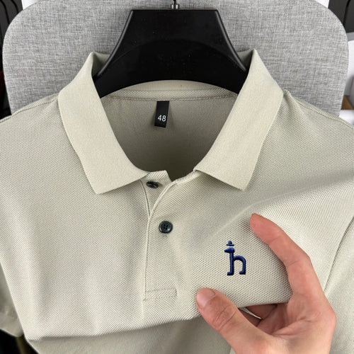 100% pure cotton high-end brand men's short sleeved polo shirt summer