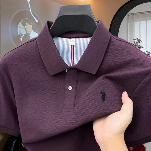 100% pure cotton high-end brand men's short sleeve polo shirt 2026