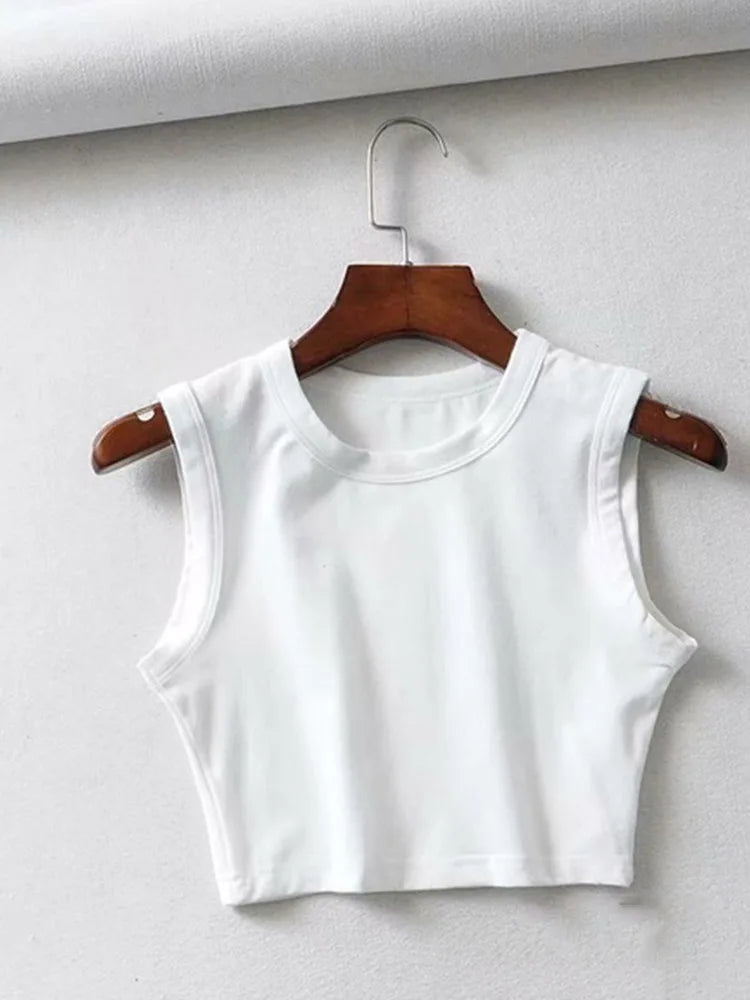 2024 Summer vintage white crop tops women biker black punk sexy tank