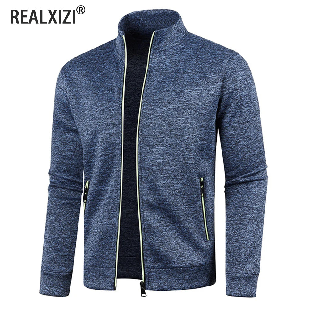 Men Zipper Jackets Standing Collar Sweatshirt Outdoor Streetwear