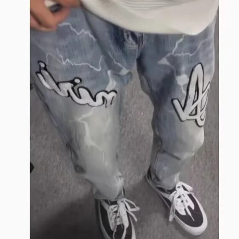 2025 Men Jeans Male Slim High Elasticity Star Embroidery Stretch Mid